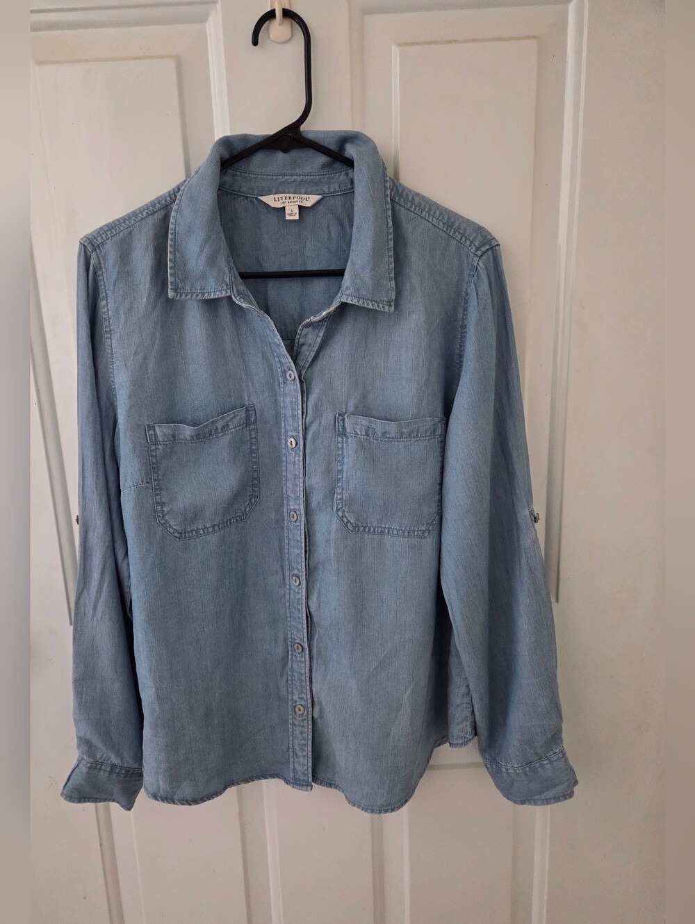 Liverpool Chambray Long Sleeve Blouse Large